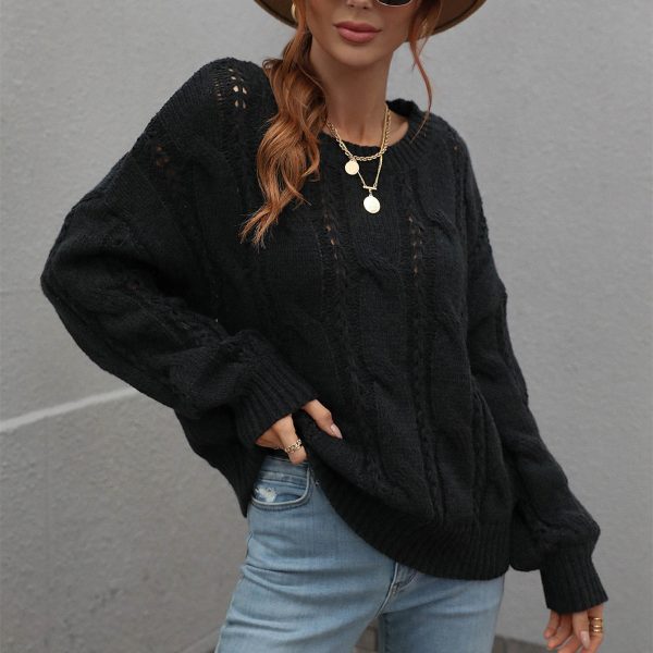 New design off shoulder oversize twisted long sleeve knitted pure color o neck women casual sweaters - Image 4