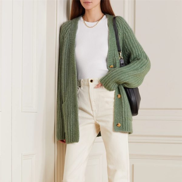 pure color knitwear for women casual single--breasted knit cardigans
