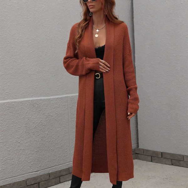 New arrivals solid color oversize elegant knitted coat women long sleeve autumn winter cardigan - Image 6