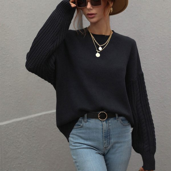 New arrivals long sleeve pure color pullover o-neck casual top knitted sweaters - Image 5