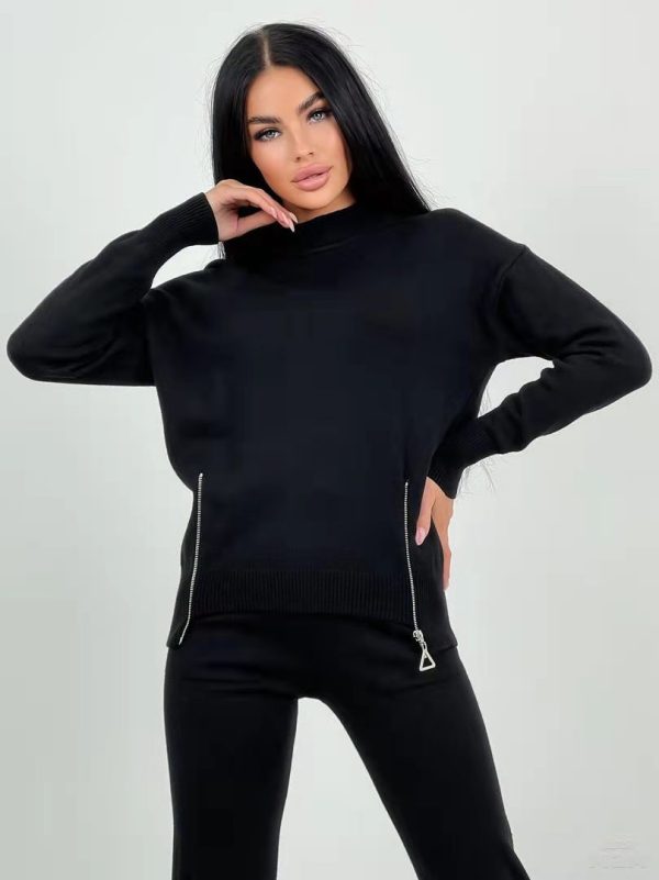 Elegant Cashmere Winter Warm Two Piece Knitted Set Loose Sweater high waist Pants woman Tracksuit - Image 6