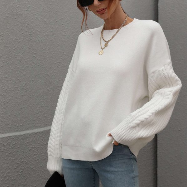 New arrivals long sleeve pure color pullover o-neck casual top knitted sweaters