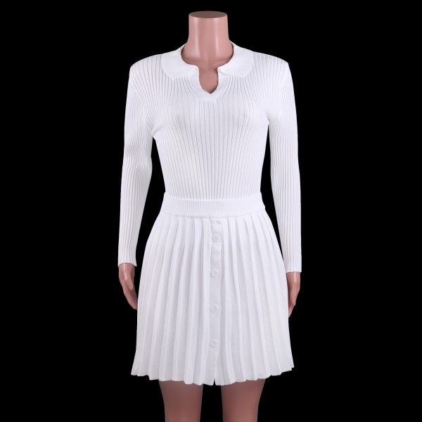 hot sales pure colors skinny sweaters sexy club party outfits knitted mini dress 2 piece matching set - Image 5