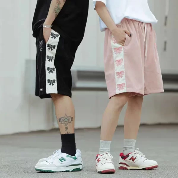 Sport Fitness Shorts Men's and women's 2024 summer baggy all-in-one bow slacks Jogger nickel pants - Image 4
