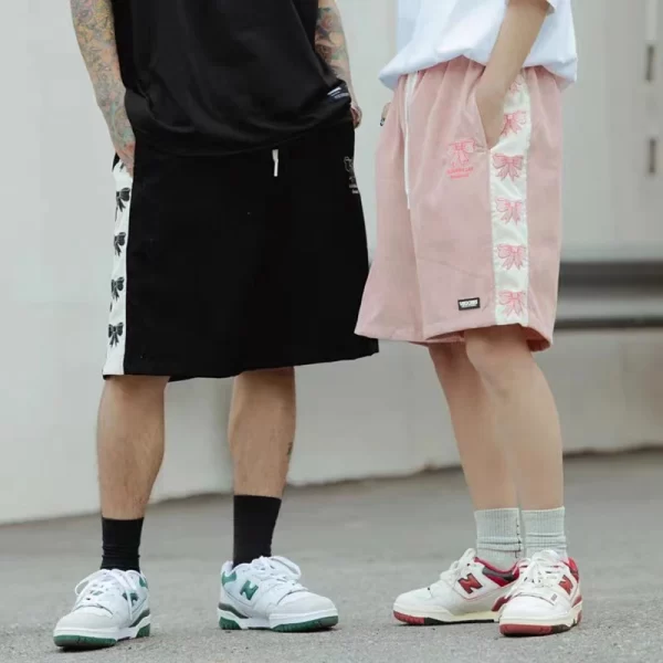 Sport Fitness Shorts Men's and women's 2024 summer baggy all-in-one bow slacks Jogger nickel pants - Image 3