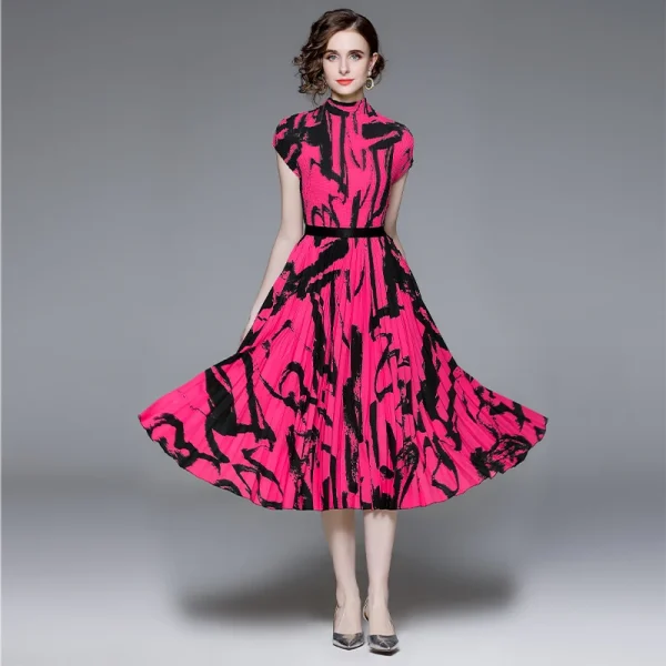 3.2m Oversized Hemline Elegant Printed Miyake Pleated Two-Piece Set High Elasticity Corn Press Pleated Skirt Suit