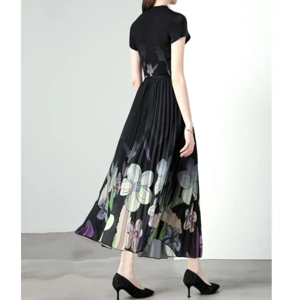 LEYEE Original Design Miyake Pleated Print Ladies Blouse Set Pearl Chiffon Pleated Skirt Two Piece Set - Image 3