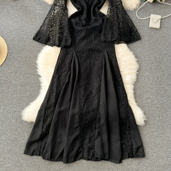 ZT1545 High-end Sequin Lace Female Niche Luxury Beautiful Fancy Trumpet Sleeve Elegant Evening Gown Fishtail Maxi Dress - Image 3