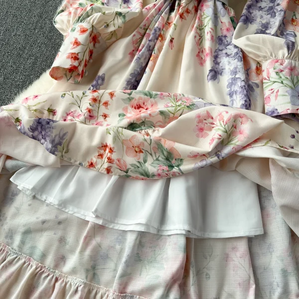 ZT1525 High-end Exquisite Dress Female Socialite Fashion Retro Elegant Lantern Long Sleeve Floral Print French Fresh Dress - Image 4