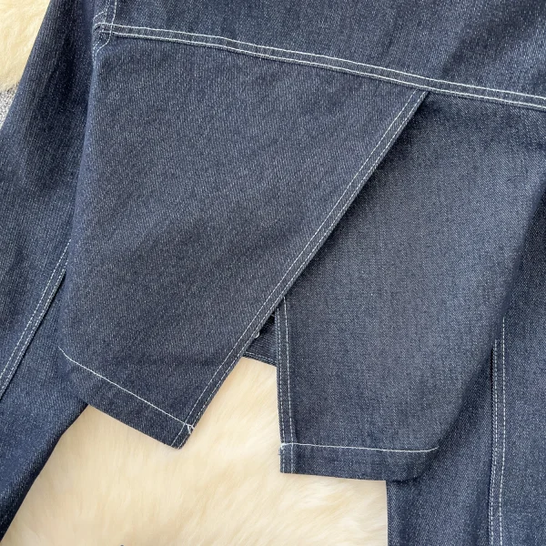 LW0105 Retro Suit Women'S Loose Short Denim Jacket High Waisted Casual Wide-Leg Pants Women'S Two-Piece Suit - Image 6