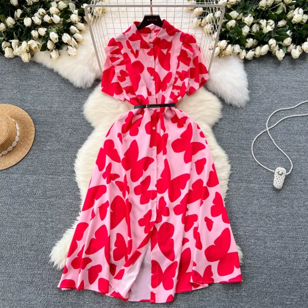 ZT1527 High-end Exquisite Dress Sweet Women's Dress 2025 Summer New Design Sense Floral Print Elegant Sexy Luxury Midi Dress - Image 6
