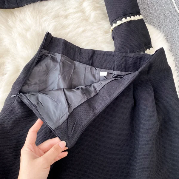 LE4747 Elegant 2-Piece Sets for Women Short Round Neck Suit Jacket + High Waist A-Line Skirt Two Suits - Image 6