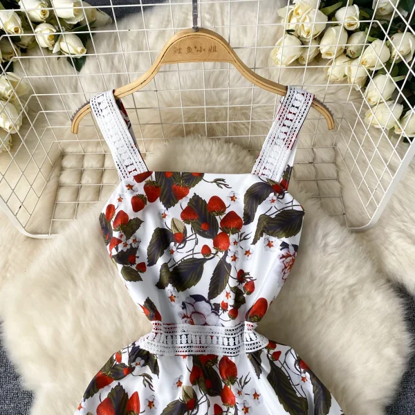 ZT1526 High-end Women's Dress 2025 New Elegant Halter  Lace Floral Print Halter Temperament Holiday Fresh French Midi Dress - Image 2