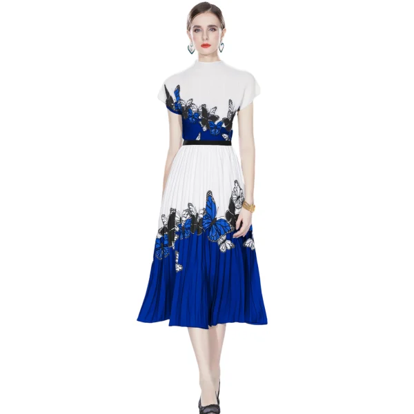 LE1338 Direct Plus Size Boutique Womens Print Skirts and Dresses Pleated 2 Piece Dresses Tops and Skirts Sets - Image 3