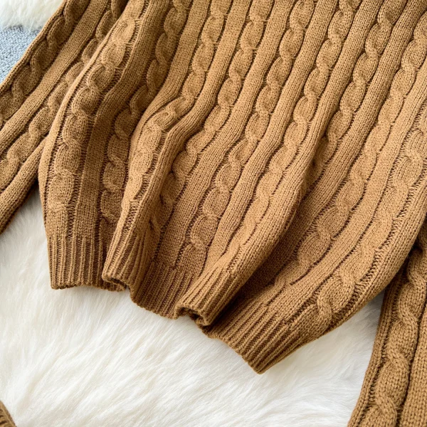 LW0130 Slouchy Sweater Set Women'S Slimming Everything Twist Knit Top High-Waisted Slim-Fit Skirt Two Piece Ladies Set - Image 6
