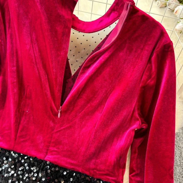 ZT1556 Senior Sense Temperament Celebrity Velvet Dress Female Autumn Winter New Style Sexy V Collar Elegant Party Dresses 2025 - Image 5