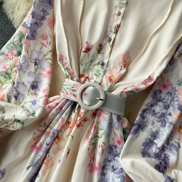 ZT1525 High-end Exquisite Dress Female Socialite Fashion Retro Elegant Lantern Long Sleeve Floral Print French Fresh Dress - Image 5
