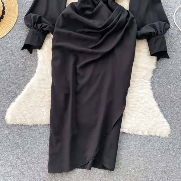 ZT1547 Senior Sense Royal Luxury Satin Dress Female Design Sense Evening Gown Lapel Elegant Slimming Temperament Sexy Maxi Dress - Image 5