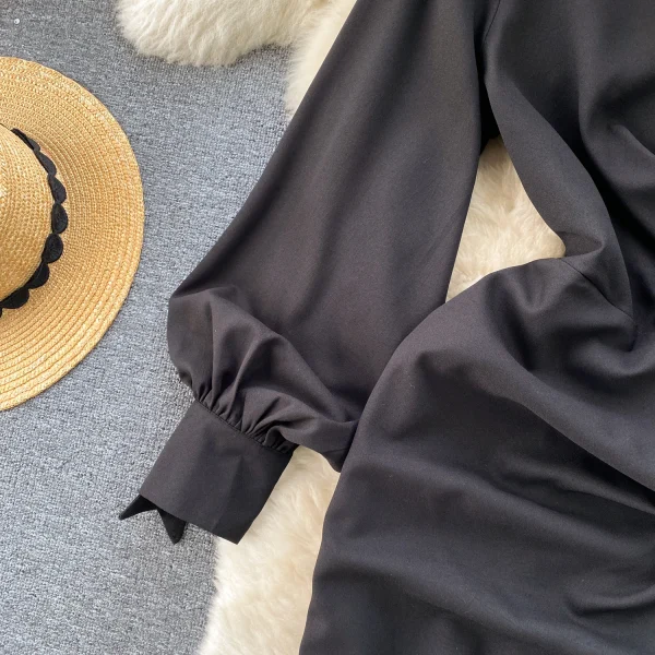 ZT1547 Senior Sense Royal Luxury Satin Dress Female Design Sense Evening Gown Lapel Elegant Slimming Temperament Sexy Maxi Dress - Image 4