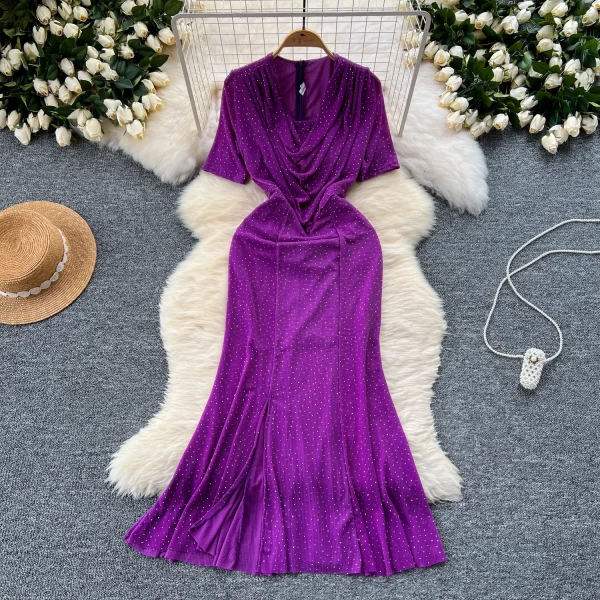 ZT1538 Celebrity Sexy Swing Collar Evening Gown Dress Elegant Female High-end Royal  Graceful Slimming  Fishtail Midi Dress - Image 3