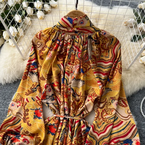 ZT1461 Retro Luxury Design Sense 2025 Midi Dresses Lantern Long Sleeve Fashion Ruffled Women's Dress  Elegant Party Dresses - Image 6