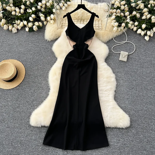 ZT1541 Sexy Luxury Socialite Mesh Splicing Split Fishtail Dress Women's High-end Fashion Dinner Party Evening Gown Maxi Dress - Image 4