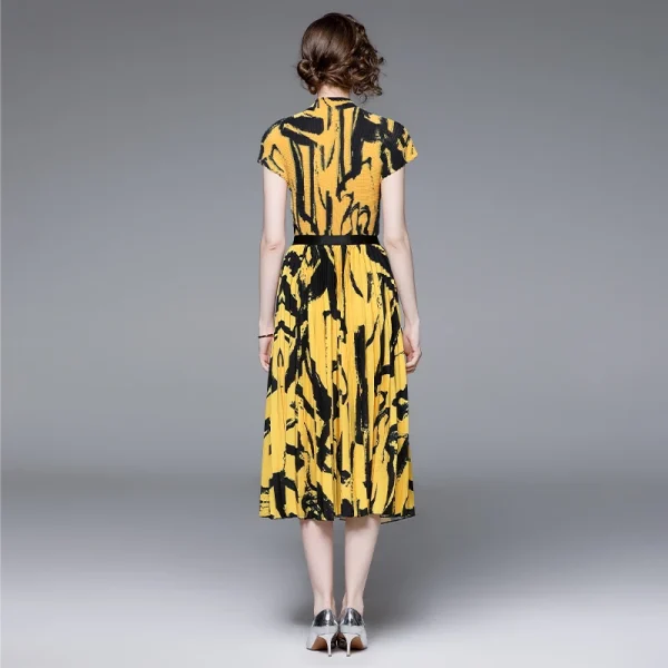3.2m Oversized Hemline Elegant Printed Miyake Pleated Two-Piece Set High Elasticity Corn Press Pleated Skirt Suit - Image 4