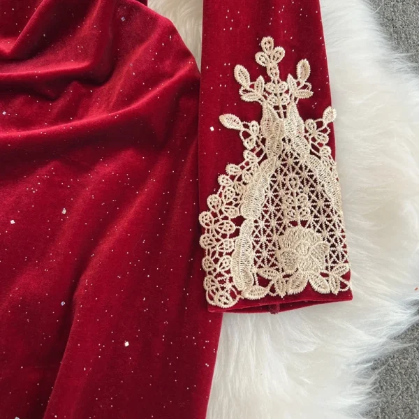ZT1558 Sexy Velvet Dress Women Autumn-winter Retro Design Temperament Elegant Cheongsam Socialite Party Dress  Vintage Dress - Image 3