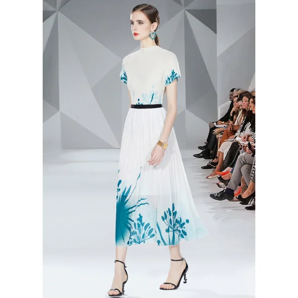 LE1337 Direct Plus Size Boutique Womens Print Skirts and Dresses Pleated 2 Piece Dresses Tops and Skirts Sets - Image 4