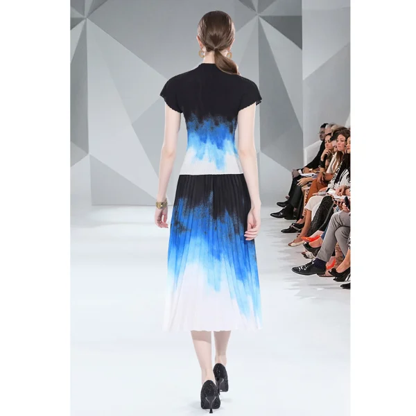 LE1328 Original Design in Stock Summer Fashion Best-Selling Boutique Women'S Sets Print  Miyake Pleated Skirt Two Piece Sets - Image 4