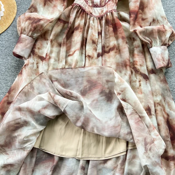 ZT1551 French Vintage Temperament Spring Women's Shirt Collar Design Elegant Floral Printed Sweet Advanced Feeling Maxi Dress - Image 6