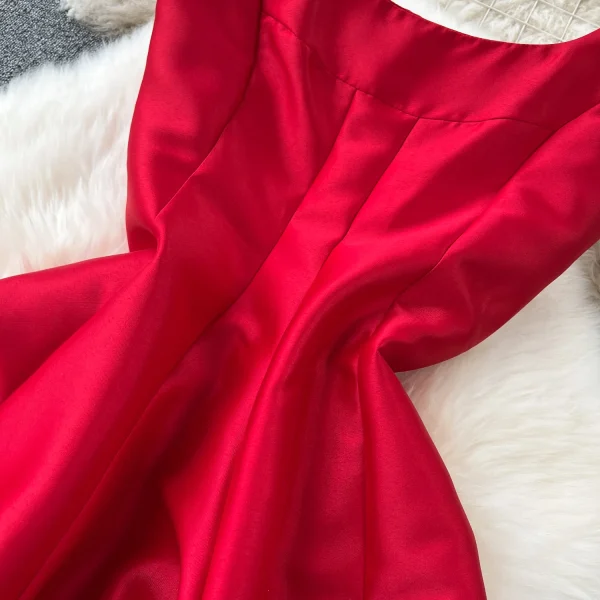 ZT1535 Birthday Party  Elegant Dress Women High-end Texture Evening Gown French Vintage Hepburn Style Halter Pompous Midi Dress - Image 5