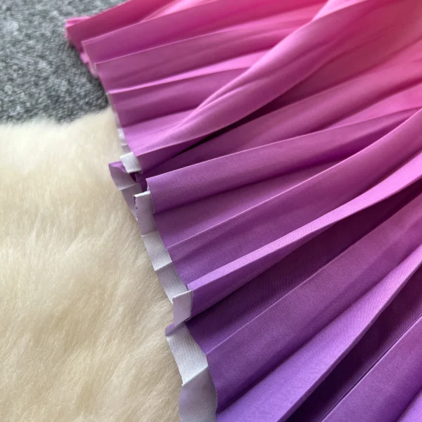 LE4761 Fashion Girl Gradient Color Pleated Suit Skirt Women Design Sense Irregular Cape Top High Waist Skirt - Image 6
