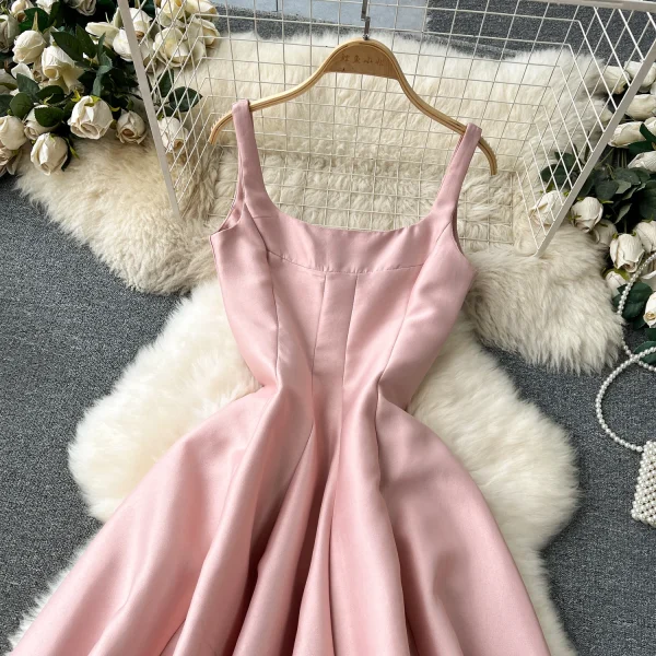 ZT1532 French Haute Couture Temperament square Collar Waist Slimming Sleeveless Elegant Socialite Midi Dress Printed Dress - Image 3