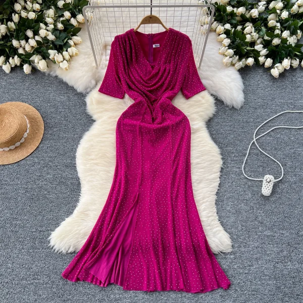 ZT1538 Celebrity Sexy Swing Collar Evening Gown Dress Elegant Female High-end Royal  Graceful Slimming  Fishtail Midi Dress