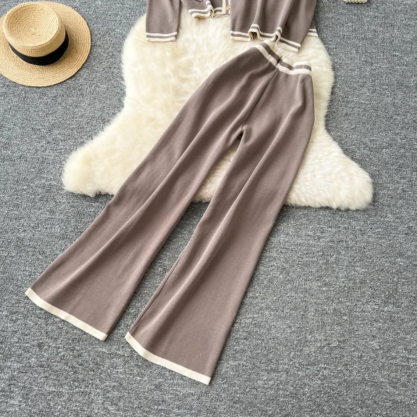 LW0134 Striped Shirt Jacket Halter Top Vest High Waist Wide Leg Slimming Pants Temperament Three-Piece Set Woman - Image 5