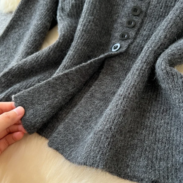 LE4748 Sweater Set for Women in Early Autumn to Wear a Gentle Wind With a Single Breasted Knitwear High Waist Skirt Skirt - Image 6