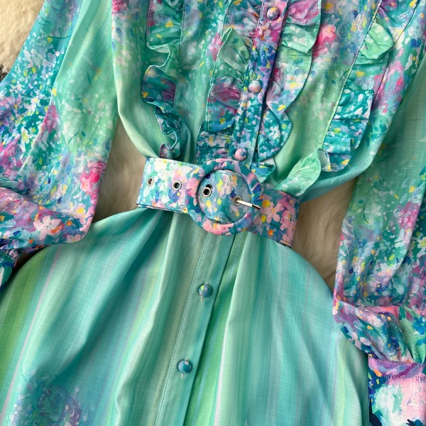 ZT1531 French Retro Romanticfloral Print Elegant Chiffon Dress Female 2025 New Casual Slimming Temperament Elegant Maxi Dress - Image 6