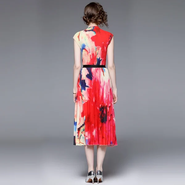 3.2 M Oversized Skirt Hem Elegant Print Miyake Pleated Fashion Set Two-Piece Corn Press Pleated Top Pleated Skirt Set - Image 4