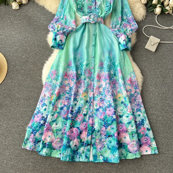 ZT1531 French Retro Romanticfloral Print Elegant Chiffon Dress Female 2025 New Casual Slimming Temperament Elegant Maxi Dress - Image 3