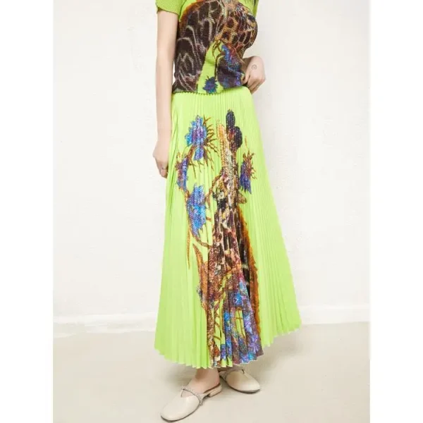 Accept Women'S Pleated Casual Suit Loose Plus Size Feminine Show Thin T-Shirt Skirt 2 Piece Boutique Pleated Skirt Set - Image 5