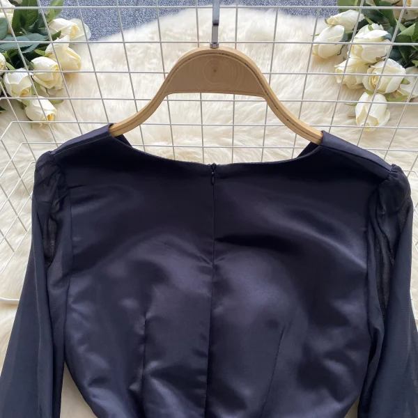 ZT1485  Luxury French Style Print Dress Female V-neck Waist Slimming Design Sense Chic Small Temperament Big Swing Midi Dresses - Image 4