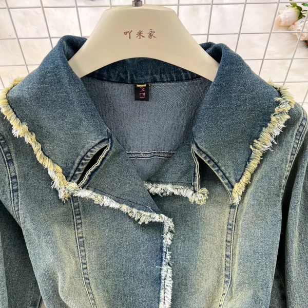LE4752 Fashion Suit Women Fashion Denim Short Jacket Two-Piece Set High Waist Slimming Fish Tail Wrap Hip Skirt - Image 4
