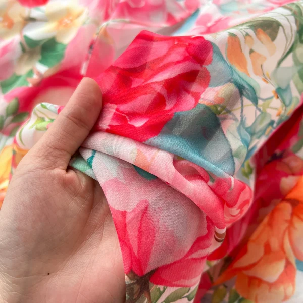 ZT1500 One-line Shoulder Ruffled Waist European Design Large Swing Printed Chiffon Floral Printed Elegant Midi Dresses - Image 4